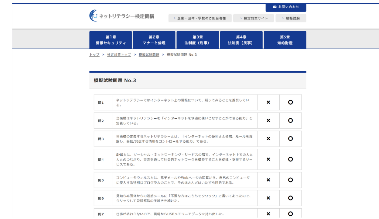 出典：ネットリテラシー検定機構『模擬試験問題』